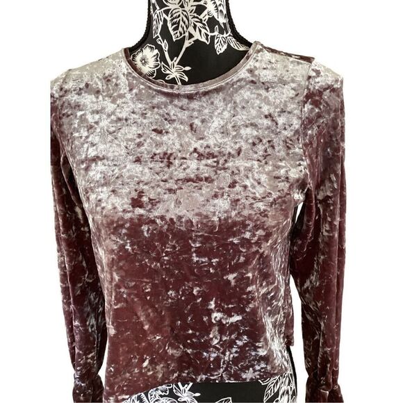 Zara Velvet Long Sleeve Crop Top Soft Everyday Workwear Party Going Out - Picture 5 of 10